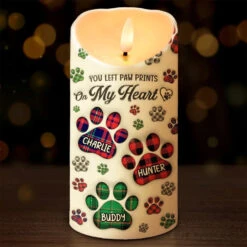 You Left Paw Prints On My Heart - Memorial Personalized Custom LED Candle - New Arrival, Sympathy Gift, Christmas Gift For Pet Owners, Pet Lovers AMZ