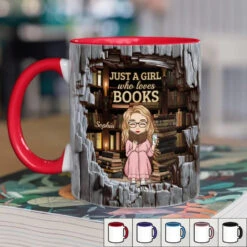 Just A Girl Who Loves Books - Personalized Custom Accent Mug - Christmas Gift For Book Lovers