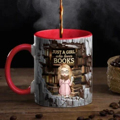 Just A Girl Who Loves Books - Personalized Custom Accent Mug - Christmas Gift For Book Lovers -Pawfect House Store 67443e33b1d11