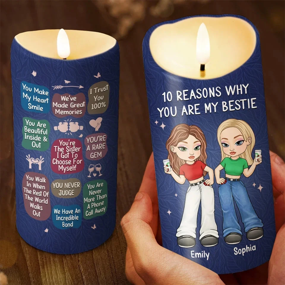 10 Reasons Why You Are My Sister - Bestie Personalized Custom LED Candle - Christmas Gift For Best Friends, BFF, Sisters 3 10 Reasons Why You Are My Sister - Bestie Personalized Custom LED Candle - Christmas Gift For Best Friends, BFF, Sisters - Image 3