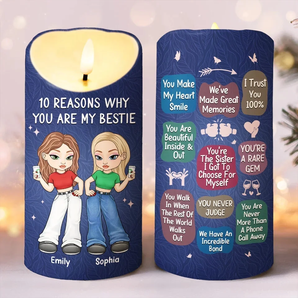 10 Reasons Why You Are My Sister - Bestie Personalized Custom LED Candle - Christmas Gift For Best Friends, BFF, Sisters 1 10 Reasons Why You Are My Sister - Bestie Personalized Custom LED Candle - Christmas Gift For Best Friends, BFF, Sisters