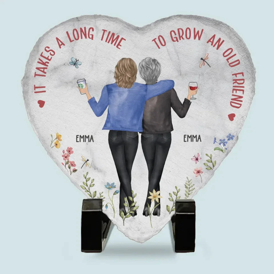 Good Drinks, Better Company - Bestie Personalized Custom Heart Shaped Stone With Stand - Christmas Gift For Best Friends, BFF, Sisters 2 Good Drinks, Better Company - Bestie Personalized Custom Heart Shaped Stone With Stand - Christmas Gift For Best Friends, BFF, Sisters - Image 2