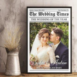 Custom Photo The Wedding Times - Couple Personalized Custom Vertical Poster - Christmas Gift For Husband Wife, Anniversary, First Christmas