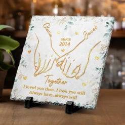 I Love You Forever And Always - Couple Personalized Custom Square Shaped Stone With Stand - Christmas Gift For Husband Wife, Anniversary, First Christmas -Pawfect House Store 67467eaa3a010