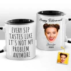 Custom Photo Not My Problem Anymore - Coworker Personalized Custom Accent Mug - Christmas Gift, Appreciation, Retirement Gift For Coworkers, Work Friends, Colleagues