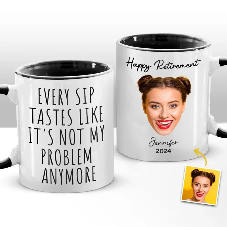 Custom Photo Not My Problem Anymore - Coworker Personalized Custom Accent Mug - Christmas Gift, Appreciation, Retirement Gift For Coworkers, Work Friends, Colleagues 1 Custom Photo Not My Problem Anymore - Coworker Personalized Custom Accent Mug - Christmas Gift, Appreciation, Retirement Gift For Coworkers, Work Friends, Colleagues