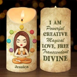 I'm Mostly Peace, Love And Light - Yoga Personalized Custom LED Candle - Christmas Gift For Yoga Lovers