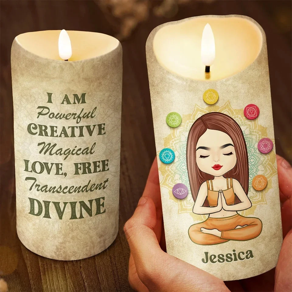 I'm Mostly Peace, Love And Light - Yoga Personalized Custom LED Candle - Christmas Gift For Yoga Lovers 3 I'm Mostly Peace, Love And Light - Yoga Personalized Custom LED Candle - Christmas Gift For Yoga Lovers - Image 3