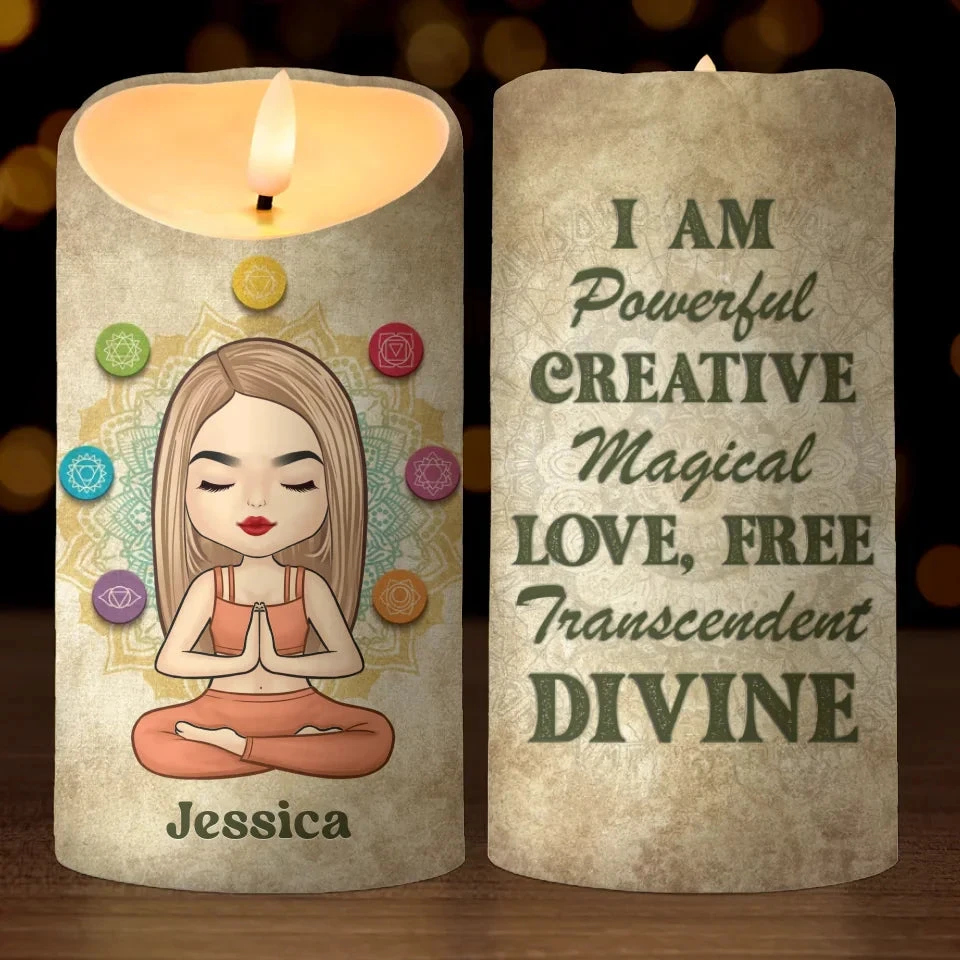 I'm Mostly Peace, Love And Light - Yoga Personalized Custom LED Candle - Christmas Gift For Yoga Lovers 2 I'm Mostly Peace, Love And Light - Yoga Personalized Custom LED Candle - Christmas Gift For Yoga Lovers - Image 2