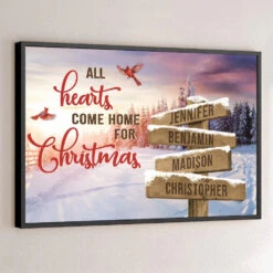 All Hearts Come Home For Christmas - Family Personalized Custom Horizontal Poster - Christmas Gift For Family Members