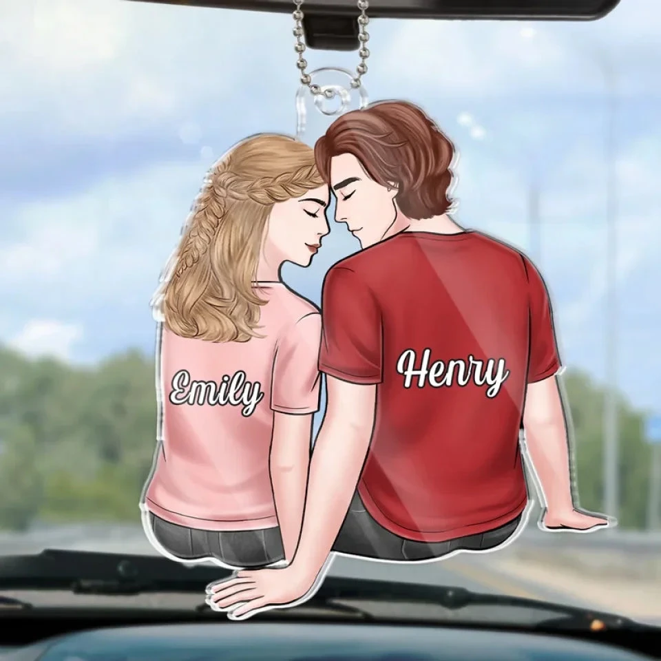 Together Is A Beautiful Place To Be - Couple Personalized Custom Car Ornament - Acrylic Custom Shaped - Gift For Husband Wife, Anniversary 1 Together Is A Beautiful Place To Be - Couple Personalized Custom Car Ornament - Acrylic Custom Shaped - Gift For Husband Wife, Anniversary