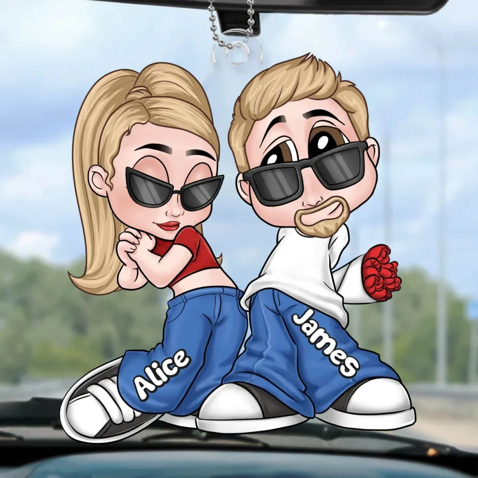 Partners In Crime And Love - Couple Personalized Custom Car Ornament - Acrylic Custom Shaped - Gift For Husband Wife, Anniversary 2 Partners In Crime And Love - Couple Personalized Custom Car Ornament - Acrylic Custom Shaped - Gift For Husband Wife, Anniversary - Image 2