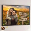 Custom Photo I Love You Like Sunflower Loves The Sun - Couple Personalized Custom Horizontal Poster - Gift For Husband Wife, Anniversary