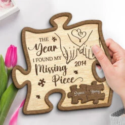When I Met You I Found My Missing Piece - Couple Personalized Custom 2-Layered Wooden Plaque With Stand - Gift For Husband Wife, Anniversary 8 When I Met You I Found My Missing Piece - Couple Personalized Custom 2-Layered Wooden Plaque With Stand - Gift For Husband Wife, Anniversary -Pawfect House Store 674fd938214ee