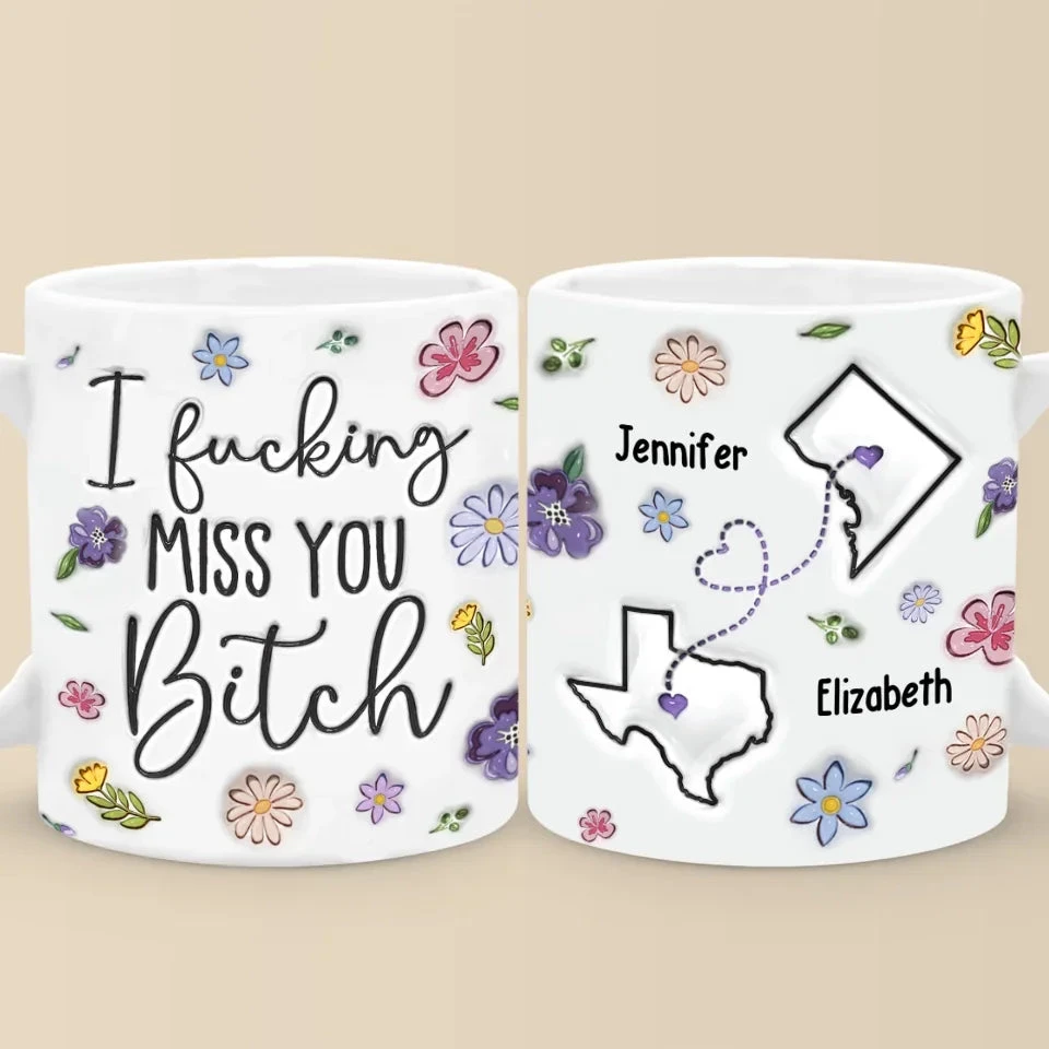 True Friendship Doesn’t Fade With Distance - Bestie Personalized Custom 3D Inflated Effect Printed Mug - Christmas Gift For Best Friends, BFF, Sisters