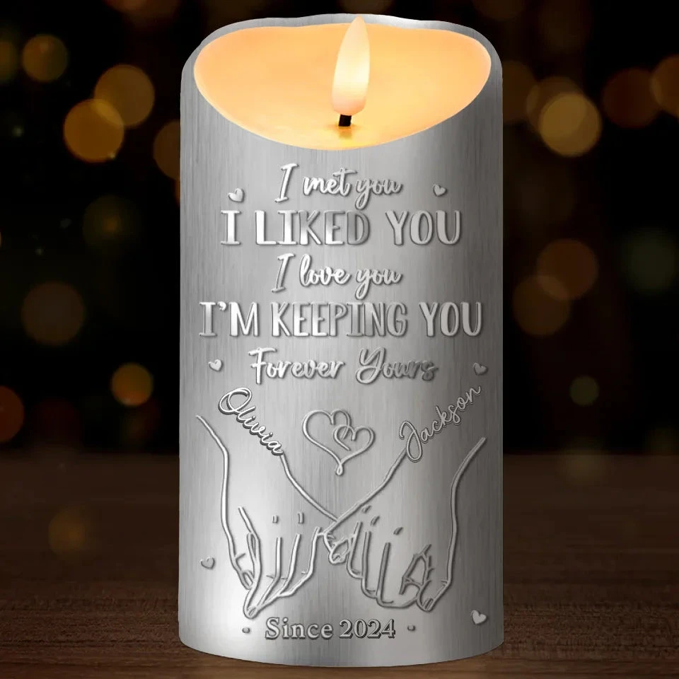 I Don't Need A Perfect Life, Just Your Hand In Mine - Couple Personalized Custom LED Candle - Christmas Gift For Husband Wife, Anniversary 2 I Don't Need A Perfect Life, Just Your Hand In Mine - Couple Personalized Custom LED Candle - Christmas Gift For Husband Wife, Anniversary - Image 2