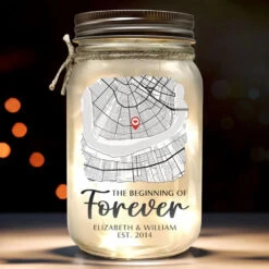 The Beginning Of Forever - Couple Personalized Custom Mason Jar Light - Gift For Couple, Husband Wife, Anniversary