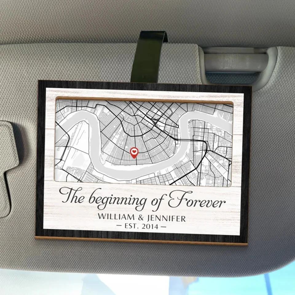 Location Map I Carry Your Heart With Me - Couple Personalized Custom Map Car Visor Clip - Map Art, Christmas Gift For Husband Wife, Anniversary 1 Location Map I Carry Your Heart With Me - Couple Personalized Custom Map Car Visor Clip - Map Art, Christmas Gift For Husband Wife, Anniversary