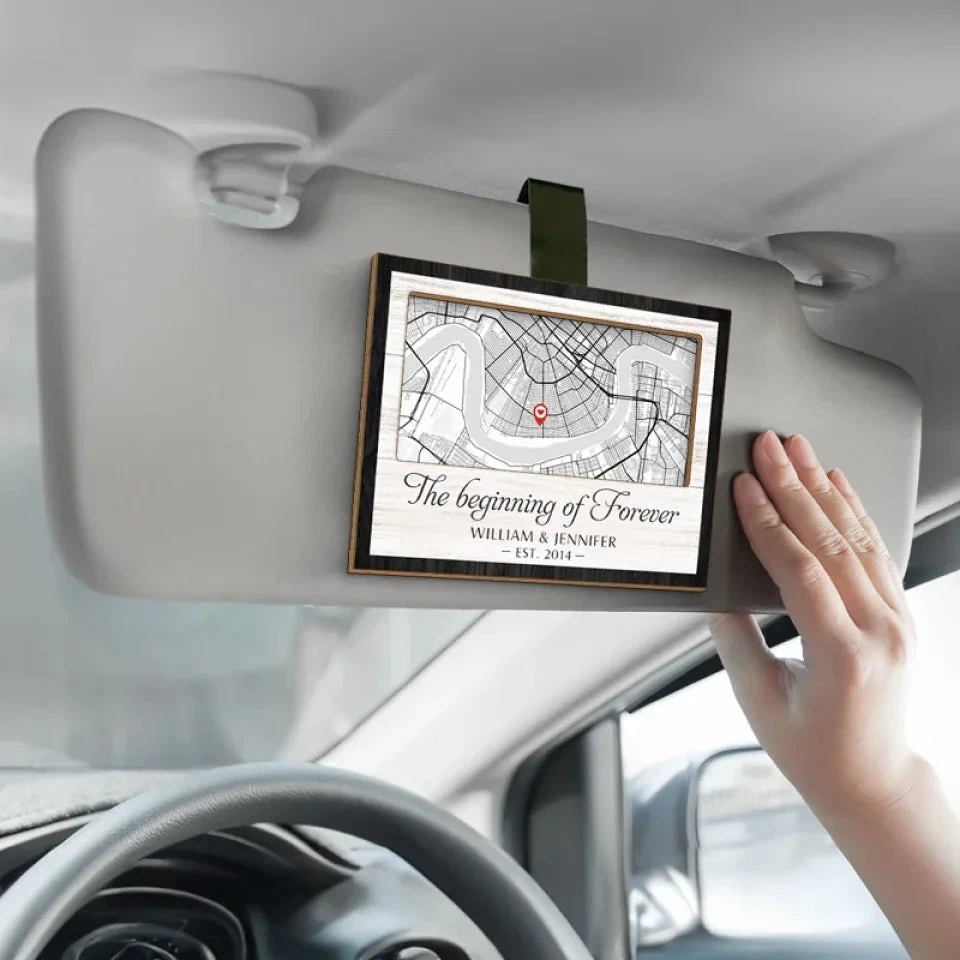 Location Map I Carry Your Heart With Me - Couple Personalized Custom Map Car Visor Clip - Map Art, Christmas Gift For Husband Wife, Anniversary 4 Location Map I Carry Your Heart With Me - Couple Personalized Custom Map Car Visor Clip - Map Art, Christmas Gift For Husband Wife, Anniversary - Image 4