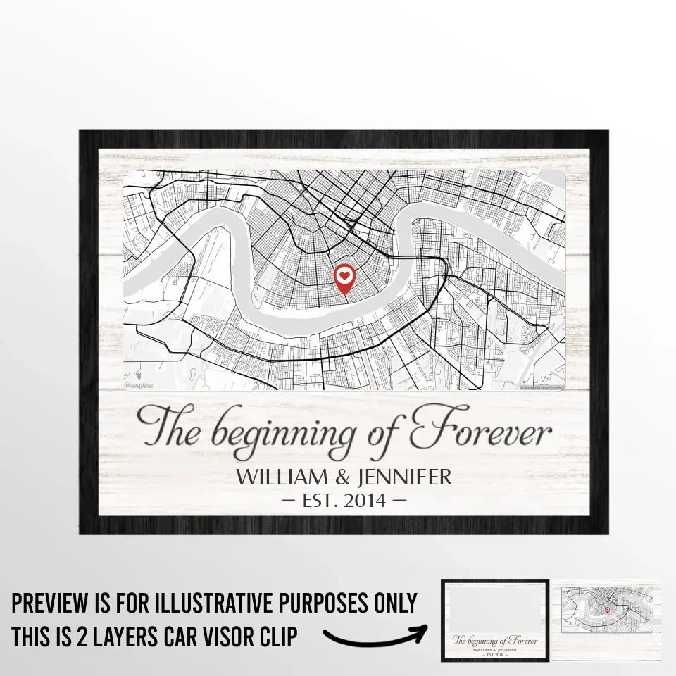 Location Map I Carry Your Heart With Me - Couple Personalized Custom Map Car Visor Clip - Map Art, Christmas Gift For Husband Wife, Anniversary 2 Location Map I Carry Your Heart With Me - Couple Personalized Custom Map Car Visor Clip - Map Art, Christmas Gift For Husband Wife, Anniversary - Image 2