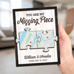 Location Map Love Knows No Distance - Couple Personalized Custom Map 2-Layered Wooden Plaque With Stand - Map Art, Christmas Gift For Husband Wife, Anniversary -Pawfect House Store 6753d9f56db1b