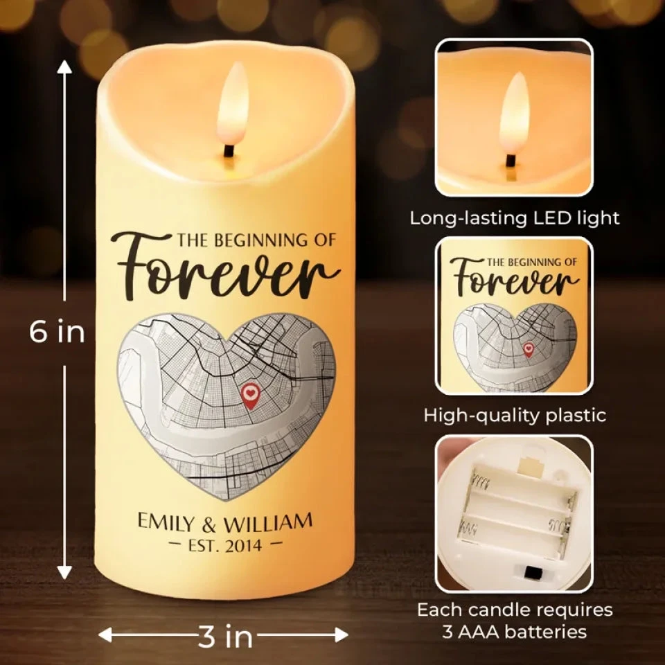 Location Map Where It All Began - Couple Personalized Custom LED Candle - Map Art, Gift For Husband Wife, Anniversary 4 Location Map Where It All Began - Couple Personalized Custom LED Candle - Map Art, Gift For Husband Wife, Anniversary - Image 4