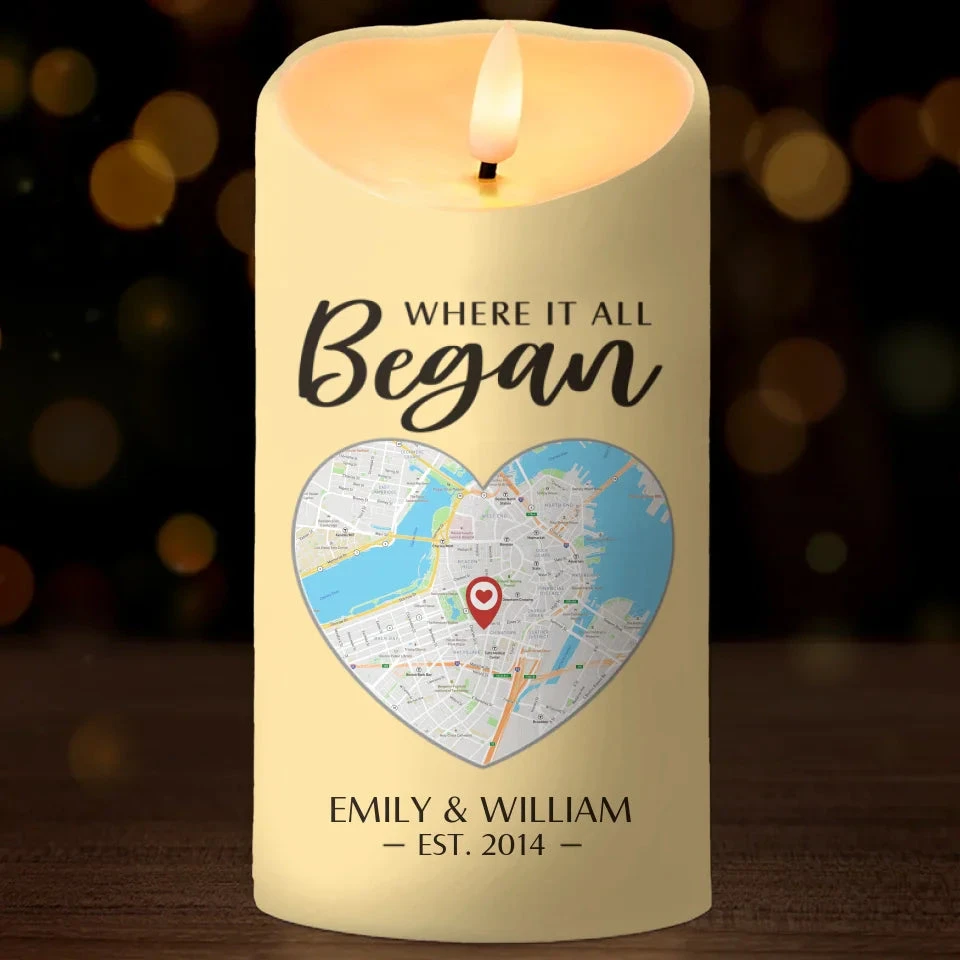 Location Map Where It All Began - Couple Personalized Custom LED Candle - Map Art, Gift For Husband Wife, Anniversary 2 Location Map Where It All Began - Couple Personalized Custom LED Candle - Map Art, Gift For Husband Wife, Anniversary - Image 2