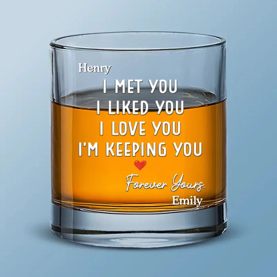 I Knew I Belonged To You - Couple Personalized Custom Whiskey Glass - Gift For Husband Wife, Anniversary 2 I Knew I Belonged To You - Couple Personalized Custom Whiskey Glass - Gift For Husband Wife, Anniversary - Image 2