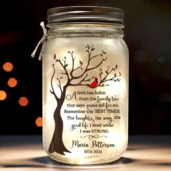 A Life Beautifully Lived, A Heart Deeply Loved - Memorial Personalized Custom Mason Jar Light - Sympathy Gift For Family Members