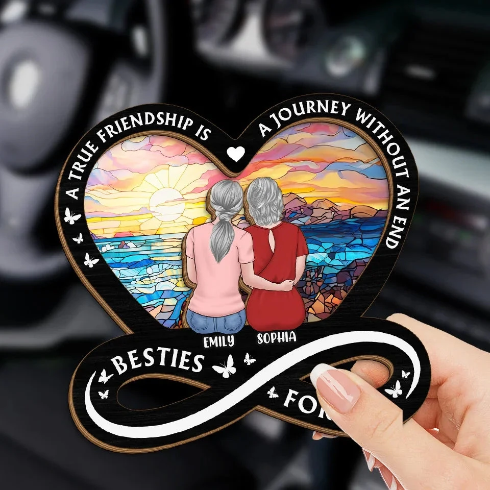 Friendship Is The Strongest Foundation - Bestie Personalized Custom Car Visor Clip - Gift For Best Friends, BFF, Sisters 3 Friendship Is The Strongest Foundation - Bestie Personalized Custom Car Visor Clip - Gift For Best Friends, BFF, Sisters - Image 3