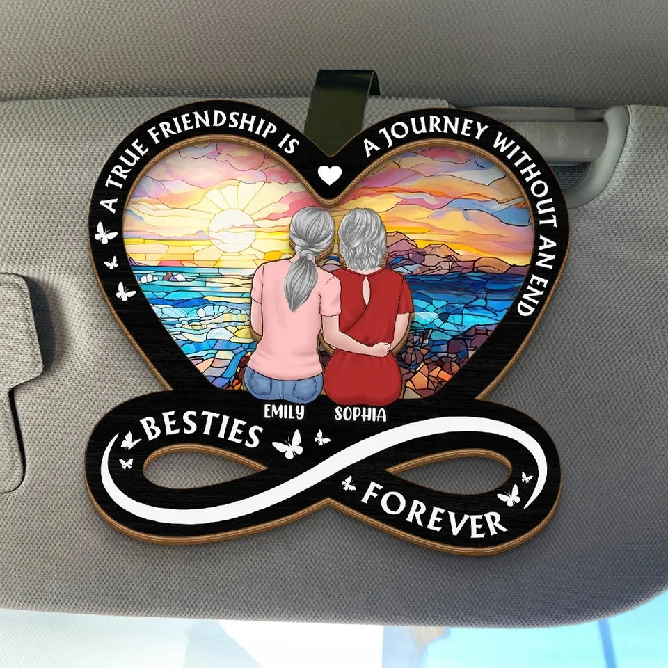 Friendship Is The Strongest Foundation - Bestie Personalized Custom Car Visor Clip - Gift For Best Friends, BFF, Sisters 1 Friendship Is The Strongest Foundation - Bestie Personalized Custom Car Visor Clip - Gift For Best Friends, BFF, Sisters