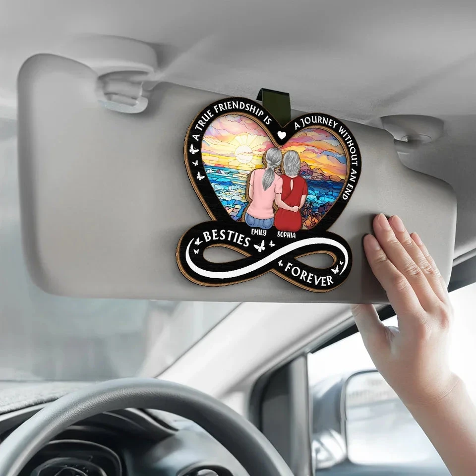Friendship Is The Strongest Foundation - Bestie Personalized Custom Car Visor Clip - Gift For Best Friends, BFF, Sisters 4 Friendship Is The Strongest Foundation - Bestie Personalized Custom Car Visor Clip - Gift For Best Friends, BFF, Sisters - Image 4