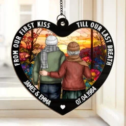 God Blessed The Broken Road - Couple Personalized Window Hanging Suncatcher Ornament - Gift For Husband Wife, Anniversary