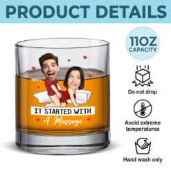 Custom Photo It Started With A Message - Couple Personalized Custom Whiskey Glass - Gift For Husband Wife, Anniversary 9 Custom Photo It Started With A Message - Couple Personalized Custom Whiskey Glass - Gift For Husband Wife, Anniversary -Pawfect House Store 675d1b6404def