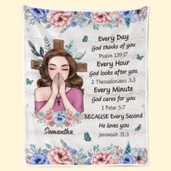 Every Day God Thinks Of You Self-Love Affirmations - Friend Personalized Custom Blanket - Gift For Best Friends, Family Members, Coworkers, Yourself