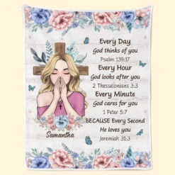 Every Day God Thinks Of You Self-Love Affirmations - Friend Personalized Custom Blanket - Gift For Best Friends, Family Members, Coworkers, Yourself -Pawfect House Store 675d9df9dcfa0