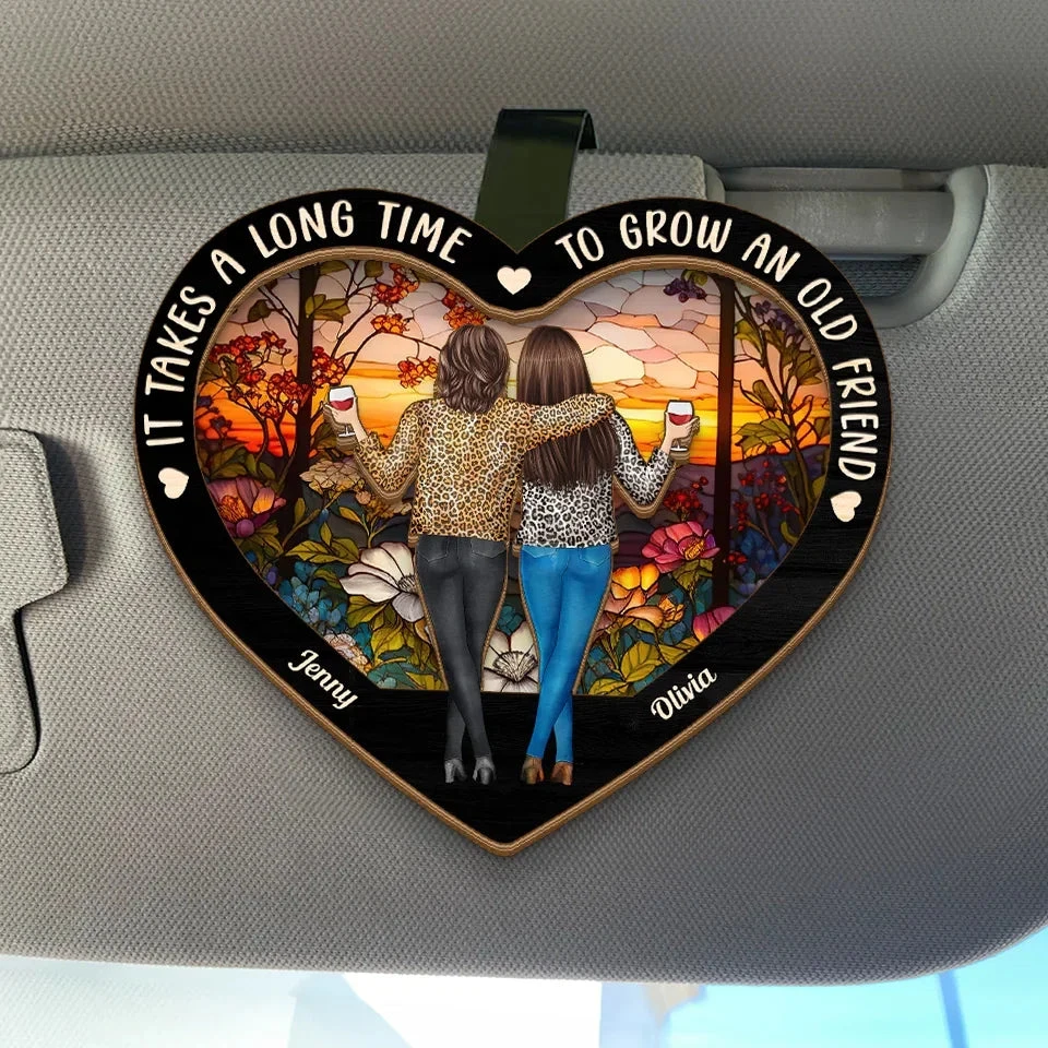 It Takes A Long Time To Grow An Old Friend - Bestie Personalized Custom Car Visor Clip - Gift For Best Friends, BFF, Sisters 1 It Takes A Long Time To Grow An Old Friend - Bestie Personalized Custom Car Visor Clip - Gift For Best Friends, BFF, Sisters