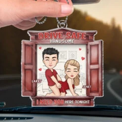 Take Care On The Road, Handsome - Couple Personalized Custom Car Ornament - Acrylic Custom Shaped - Gift For Husband Wife, Anniversary -Pawfect House Store 675f94507ac59