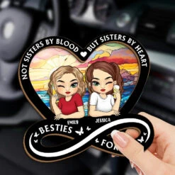 Not Sisters By Blood But Sisters By Heart - Bestie Personalized Custom Car Visor Clip - Gift For Best Friends, BFF, Sisters -Pawfect House Store 675f9814ec770