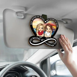 Not Sisters By Blood But Sisters By Heart - Bestie Personalized Custom Car Visor Clip - Gift For Best Friends, BFF, Sisters -Pawfect House Store 675f981979729