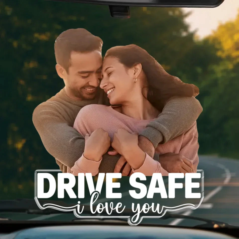 Custom Photo Happier With You - Couple Personalized Custom Car Ornament - Acrylic Custom Shaped - Gift For Husband Wife, Anniversary 2 Custom Photo Happier With You - Couple Personalized Custom Car Ornament - Acrylic Custom Shaped - Gift For Husband Wife, Anniversary - Image 2