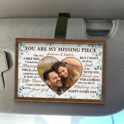 Custom Photo We Are Two Souls With One Heart - Couple Personalized Custom Car Visor Clip - Gift For Husband Wife, Anniversary