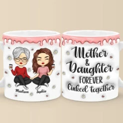 Sips And Secrets With Mom - Family Personalized Custom 3D Inflated Effect Printed Mug - Gift For Mom, Daughter