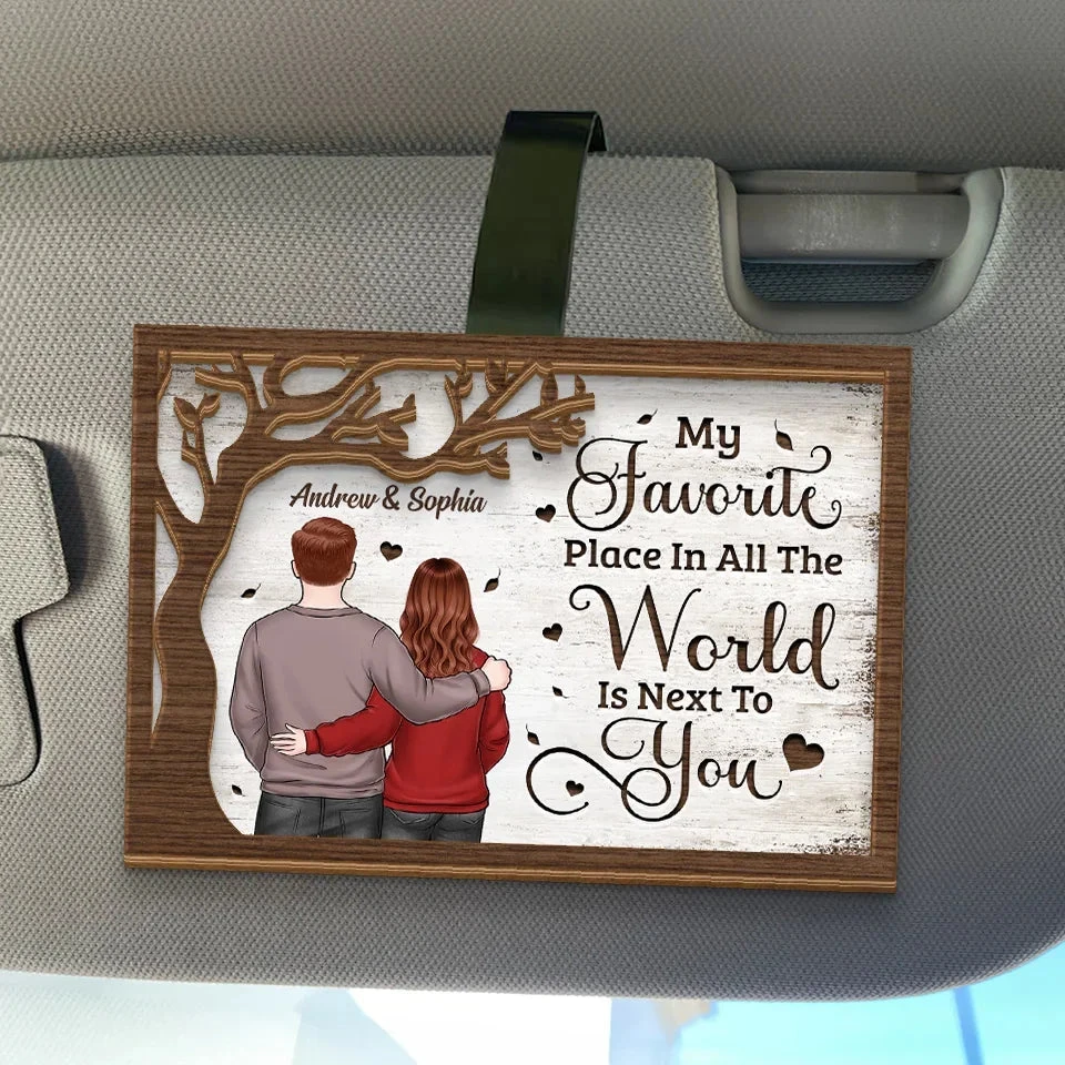 Together Is My Favorite Place To Be - Couple Personalized Custom Car Visor Clip - Gift For Husband Wife, Anniversary 1 Together Is My Favorite Place To Be - Couple Personalized Custom Car Visor Clip - Gift For Husband Wife, Anniversary