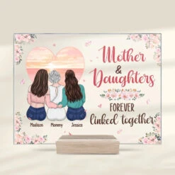 First My Daughters, Forever My Friends - Family Personalized Custom Rectangle Shaped Acrylic Plaque - Gift For Mom, Daughter