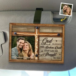 Custom Photo God Blessed Us With Each Other - Couple Personalized Custom Car Visor Clip - Gift For Husband Wife, Anniversary