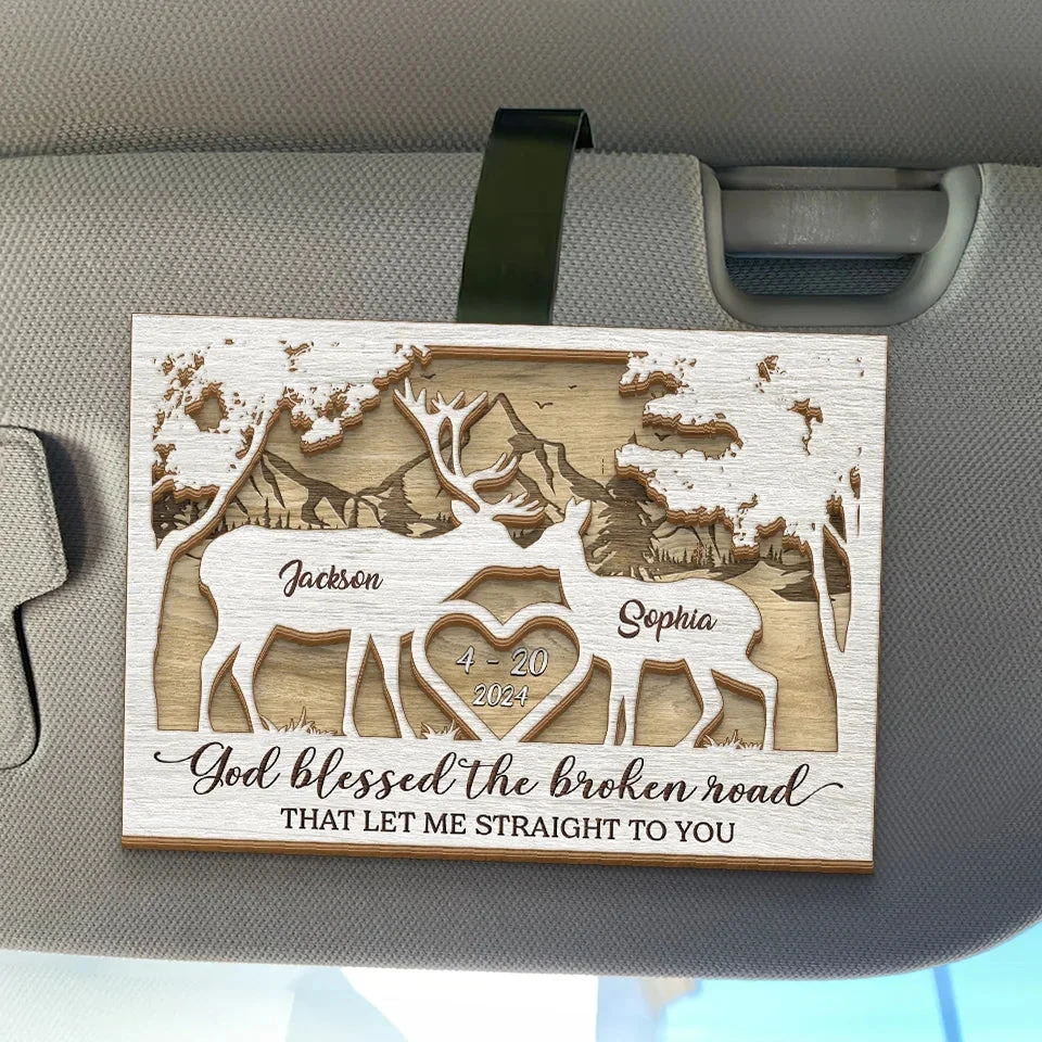 With You, Every Path Feels Like A Forest Of Love - Couple Personalized Custom Car Visor Clip - Gift For Husband Wife, Anniversary 1 With You, Every Path Feels Like A Forest Of Love - Couple Personalized Custom Car Visor Clip - Gift For Husband Wife, Anniversary