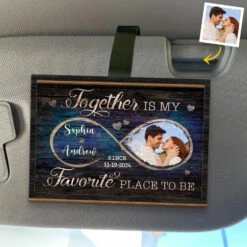 Custom Photo From The First Moment To Forever, Iām Yours - Couple Personalized Custom Car Visor Clip - Gift For Husband Wife, Anniversary