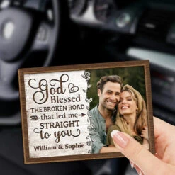 Custom Photo God Blessed The Road That Led Me To You - Couple Personalized Custom Car Visor Clip - Gift For Husband Wife, Anniversary -Pawfect House Store 6760e7290b5f7