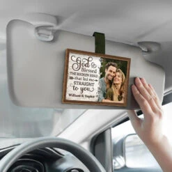 Custom Photo God Blessed The Road That Led Me To You - Couple Personalized Custom Car Visor Clip - Gift For Husband Wife, Anniversary -Pawfect House Store 6760e72dbae32